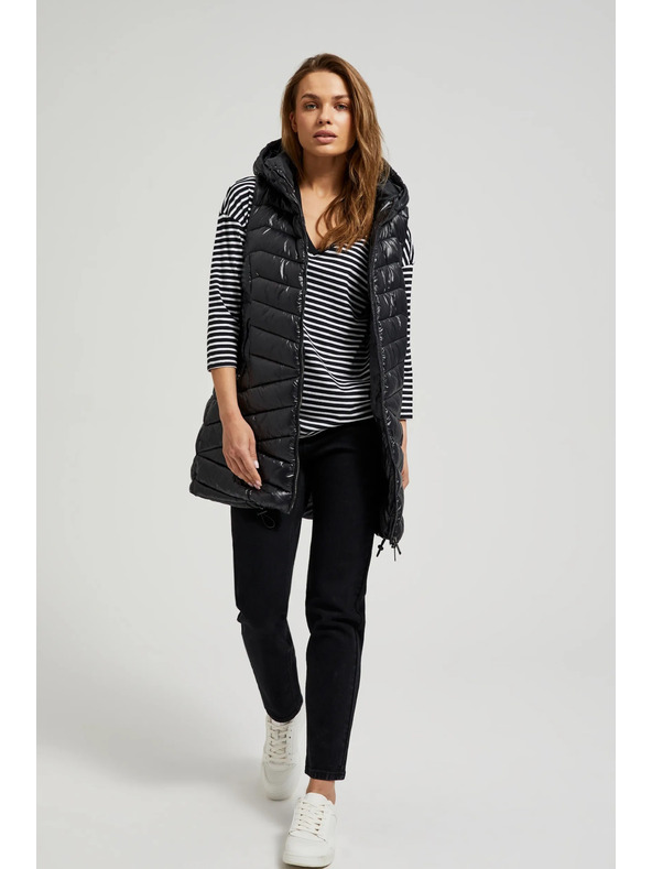 Moodo Prošiveni prsluk na patent crni Moodo