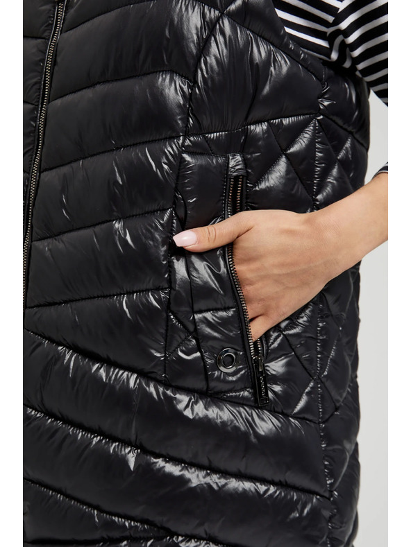 Moodo Prošiveni prsluk na patent crni Moodo