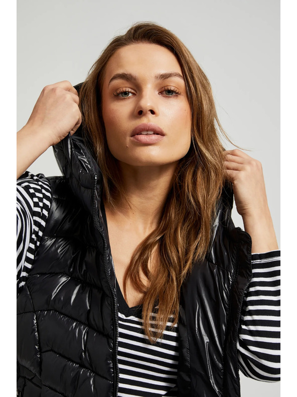 Moodo Prošiveni prsluk na patent crni Moodo