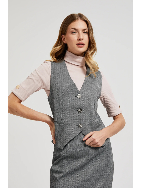 Moodo Elegantni prsluk sivi sa srebrnim gumbima Moodo