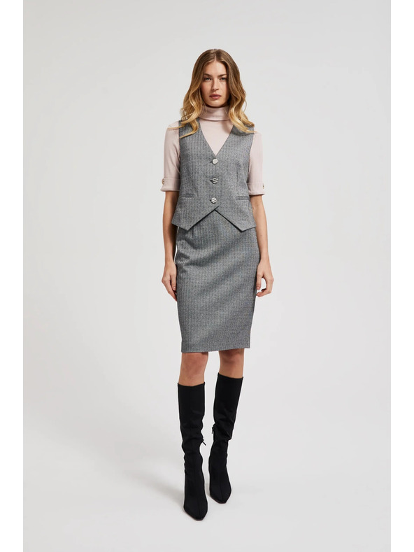 Moodo Elegantni prsluk sivi sa srebrnim gumbima Moodo