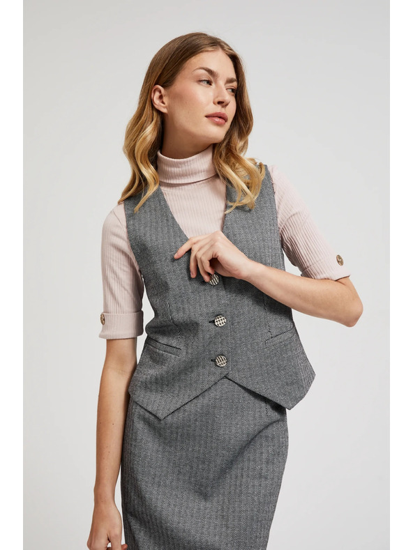 Moodo Elegantni prsluk sivi sa srebrnim gumbima Moodo