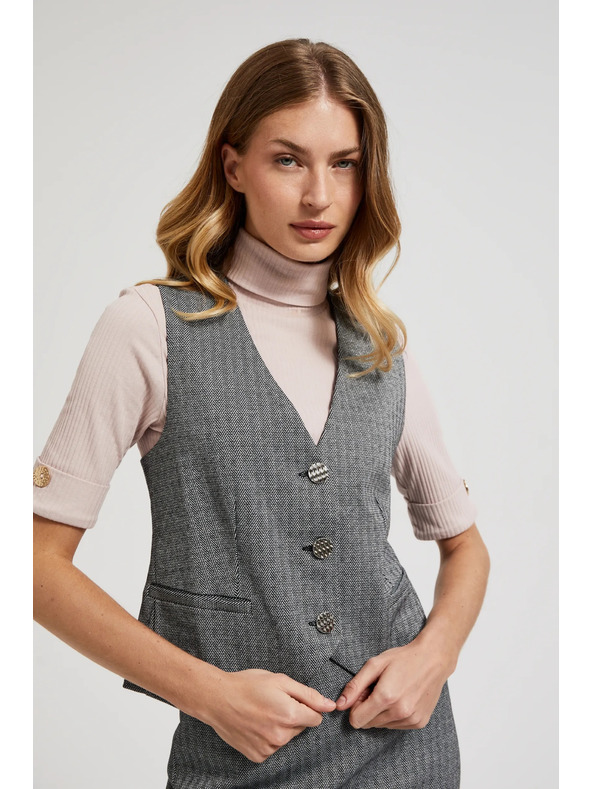 Moodo Elegantni prsluk sivi sa srebrnim gumbima Moodo