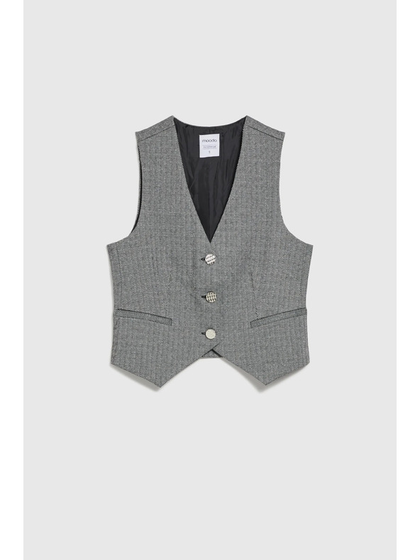 Moodo Elegantni prsluk sivi sa srebrnim gumbima Moodo