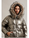 Moodo Metalna jakna s krznom na kapuljači bež Moodo