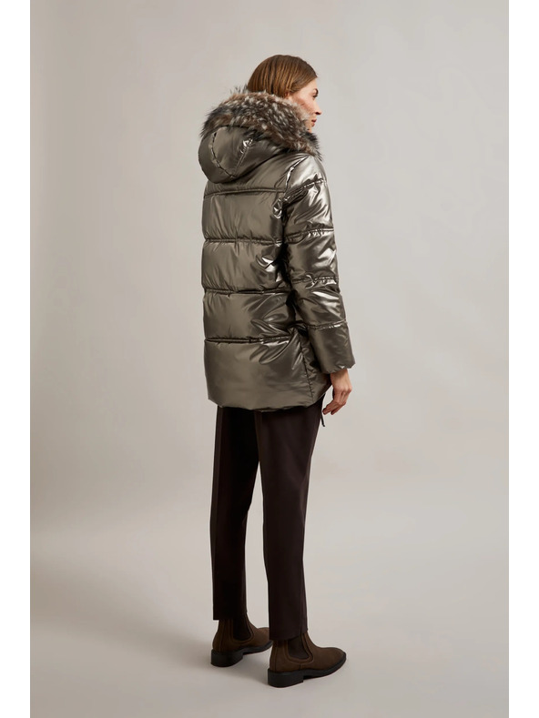 Moodo Metalna jakna s krznom na kapuljači bež Moodo