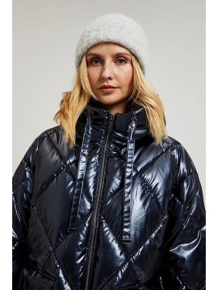 Moodo Prošivena metalna jakna s kapuljačom tamno plava Moodo