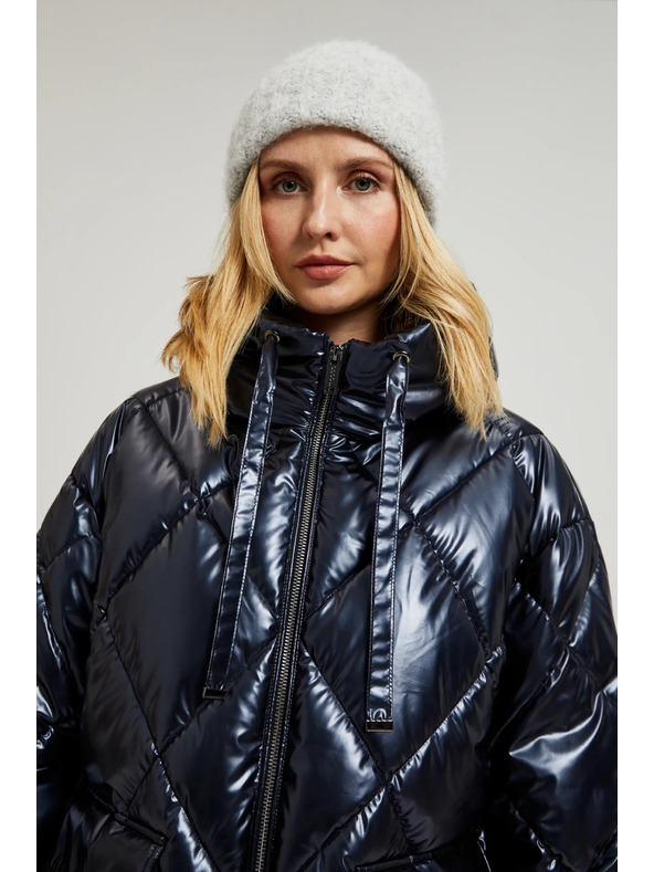 Moodo Prošivena metalna jakna s kapuljačom tamno plava Moodo