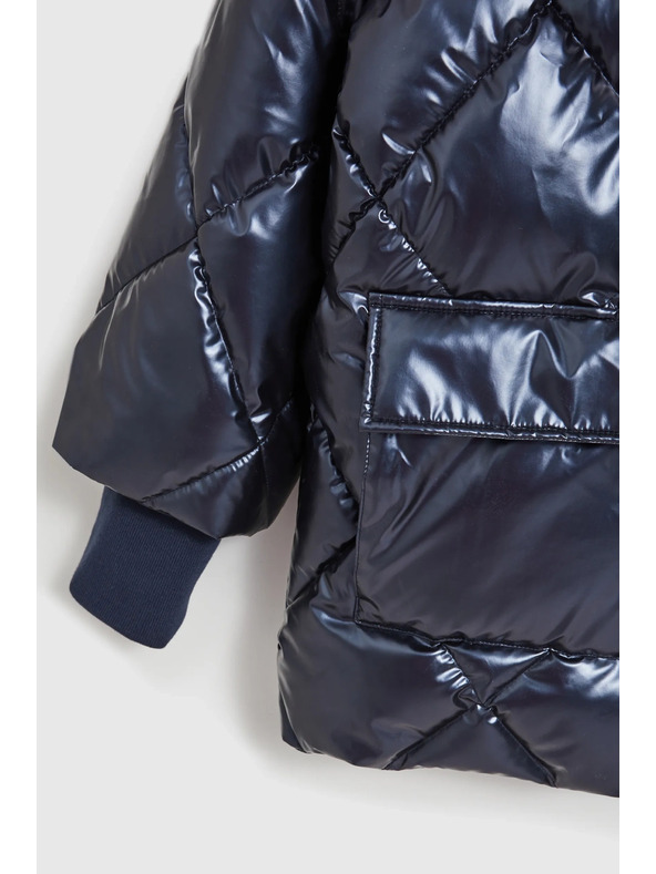 Moodo Prošivena metalna jakna s kapuljačom tamno plava Moodo