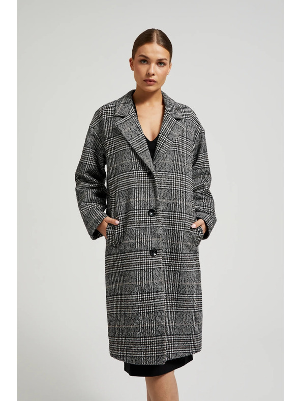 Moodo Oversize kaput kockasti crni Moodo