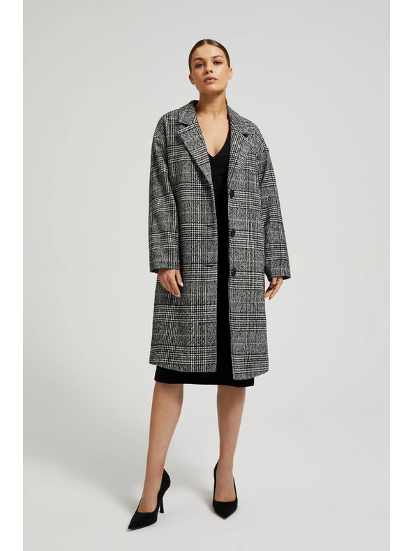 Moodo Oversize kaput kockasti crni Moodo