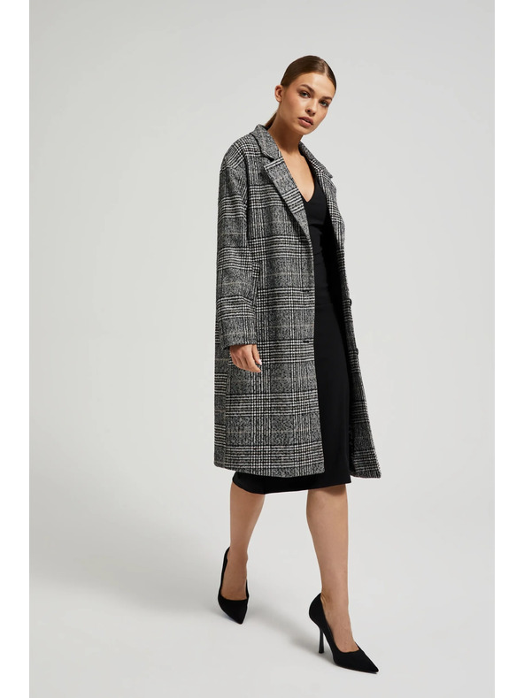 Moodo Oversize kaput kockasti crni Moodo