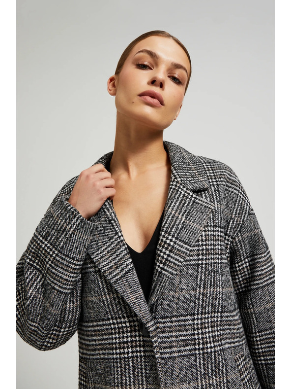 Moodo Oversize kaput kockasti crni Moodo