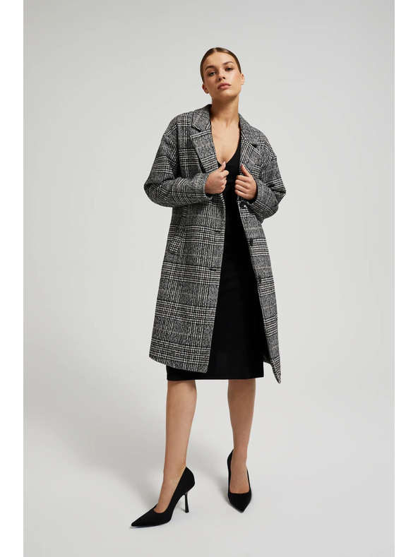 Moodo Oversize kaput kockasti crni Moodo