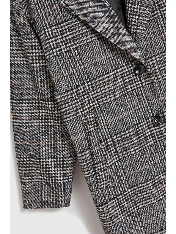 Moodo Oversize kaput kockasti crni Moodo