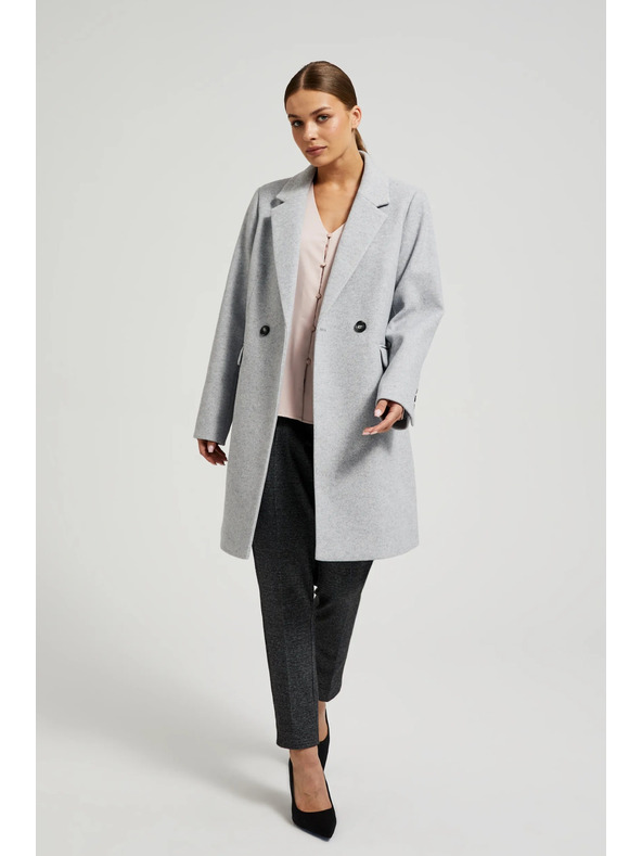 Moodo Jednostavni sivi kaput koji se zapinje na gumbe Moodo