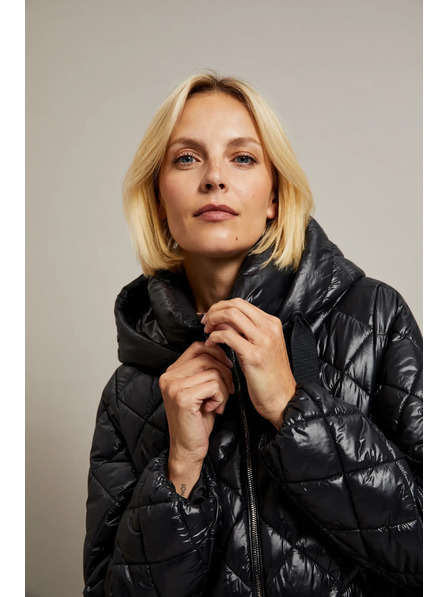 Moodo Kratka prošivena jakna s kapuljačom crna Moodo