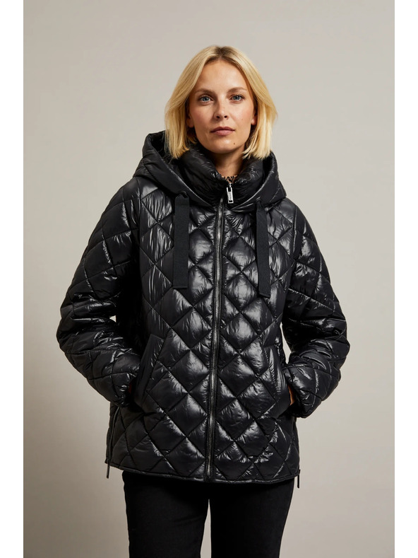 Moodo Kratka prošivena jakna s kapuljačom crna Moodo