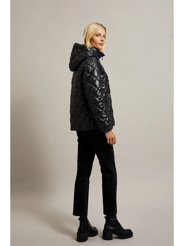 Moodo Kratka prošivena jakna s kapuljačom crna Moodo