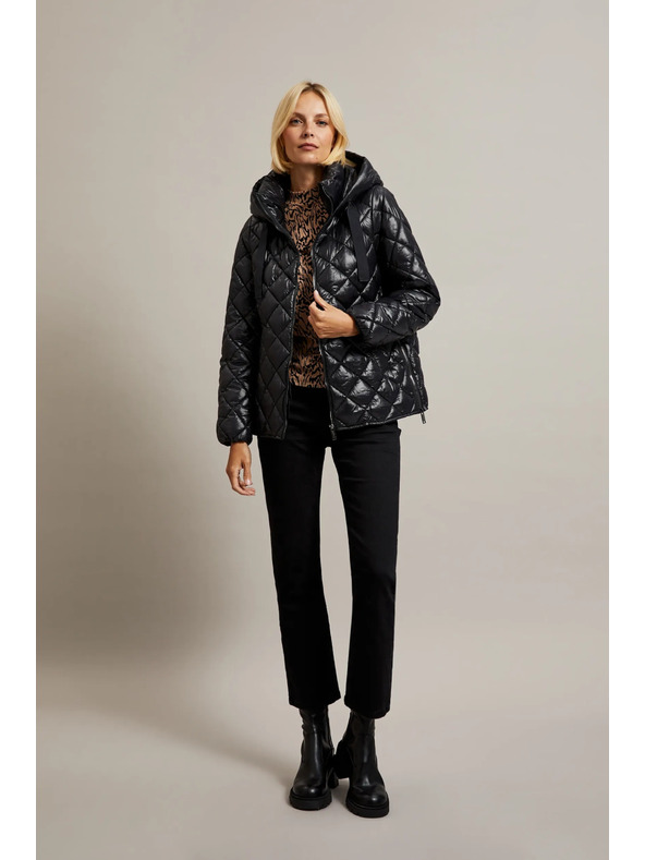 Moodo Kratka prošivena jakna s kapuljačom crna Moodo