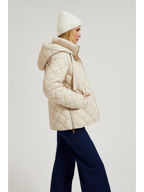 Moodo Kratka prošivena jakna s kapuljačom bež Moodo