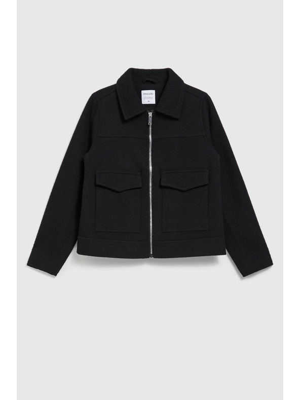 Moodo Crna jakna s velikim džepovima Moodo