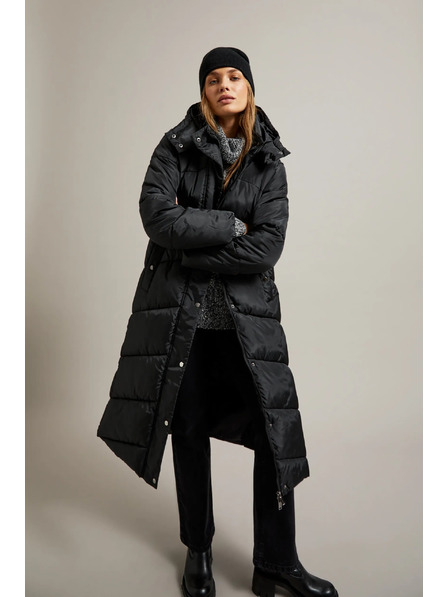 Moodo Duga prošivena jakna s kapuljačom crna Moodo