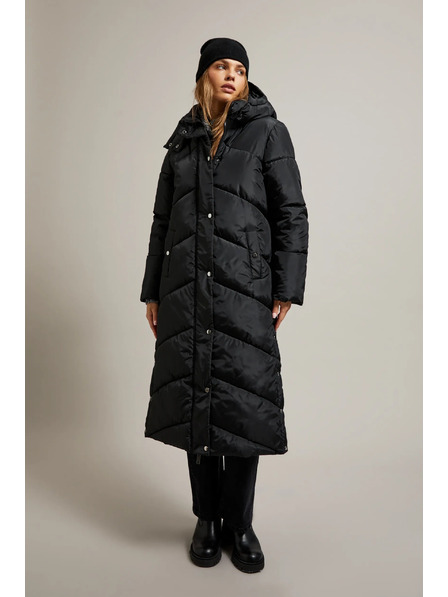 Moodo Duga prošivena jakna s kapuljačom crna Moodo