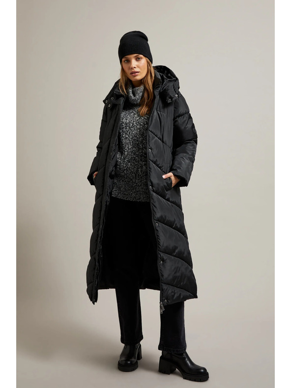 Moodo Duga prošivena jakna s kapuljačom crna Moodo