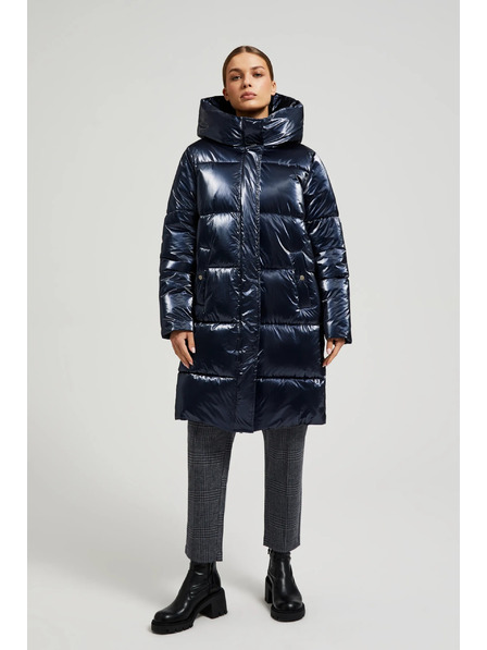 Moodo Duga metalična jakna mornarsko plava Moodo