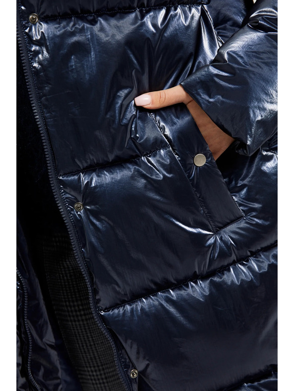 Moodo Duga metalična jakna mornarsko plava Moodo