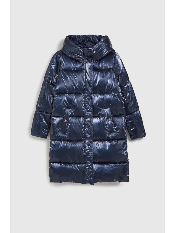 Moodo Duga metalična jakna mornarsko plava Moodo