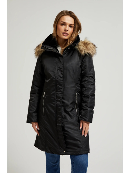 Moodo Zimska jakna s krznenim kapuljačem crna Moodo