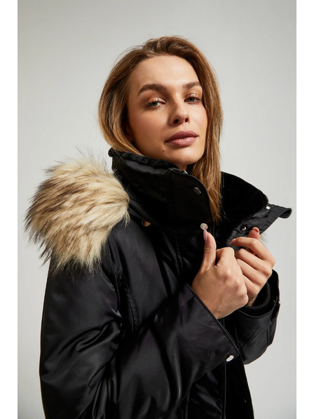 Moodo Zimska jakna s krznenim kapuljačem crna Moodo