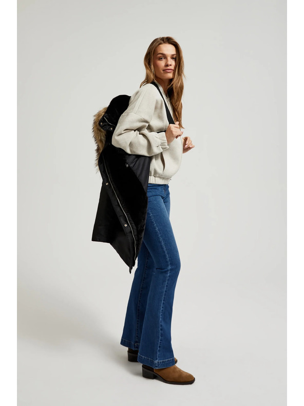 Moodo Zimska jakna s krznenim kapuljačem crna Moodo