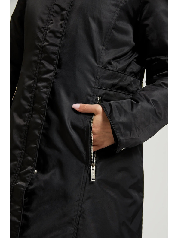 Moodo Zimska jakna s krznenim kapuljačem crna Moodo