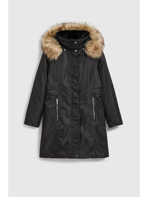 Moodo Zimska jakna s krznenim kapuljačem crna Moodo