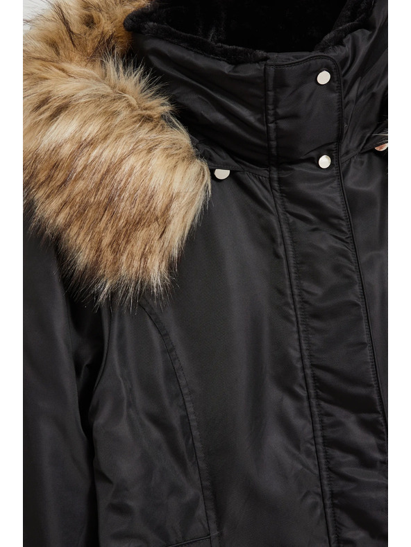 Moodo Zimska jakna s krznenim kapuljačem crna Moodo