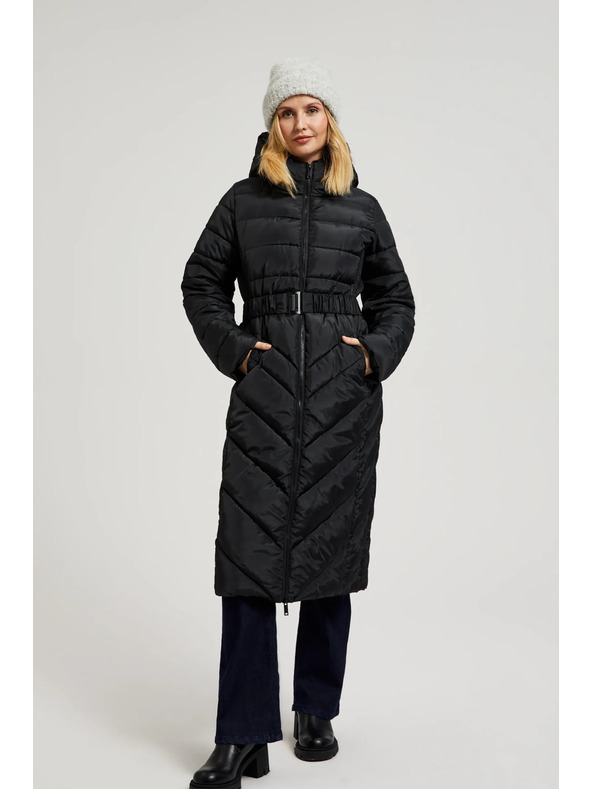 Moodo Prošivena jakna s pojasom crna Moodo