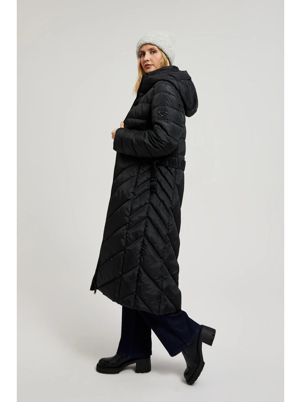 Moodo Prošivena jakna s pojasom crna Moodo