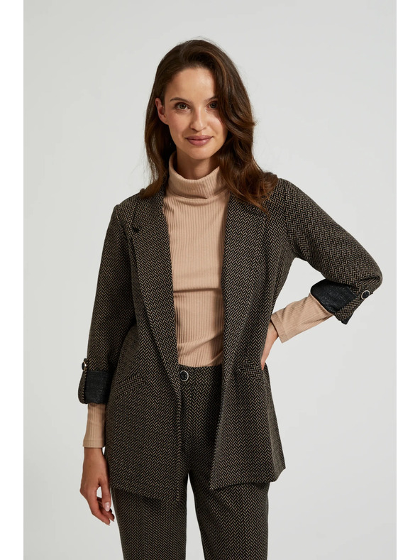 Moodo Crno sako ukrašeno metalnom niti s uvrnultim rukavima Moodo