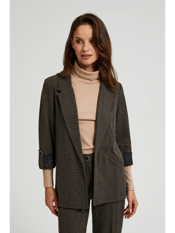 Moodo Crno sako ukrašeno metalnom niti s uvrnultim rukavima Moodo