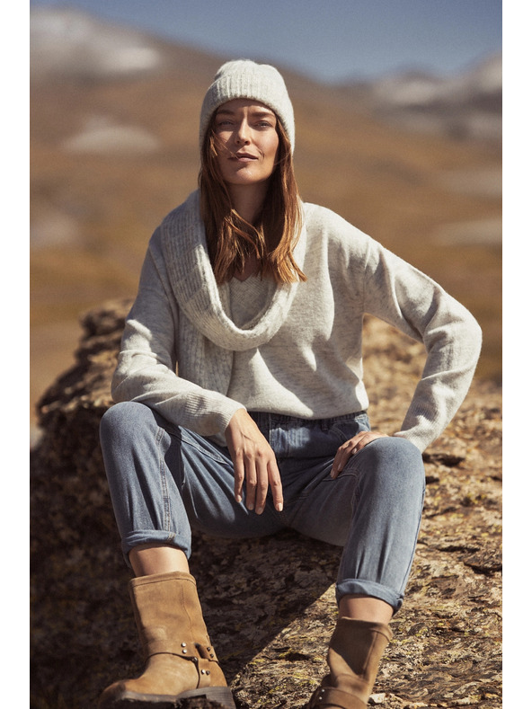 Moodo Plave pamučne traperice visokog struka Moodo