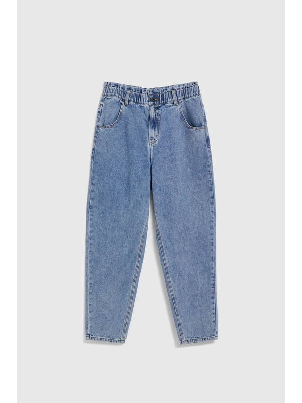 Moodo Plave pamučne traperice visokog struka Moodo