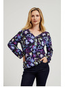 Moodo Mornarsko plava cvjetna bluza s V-izrezom Moodo