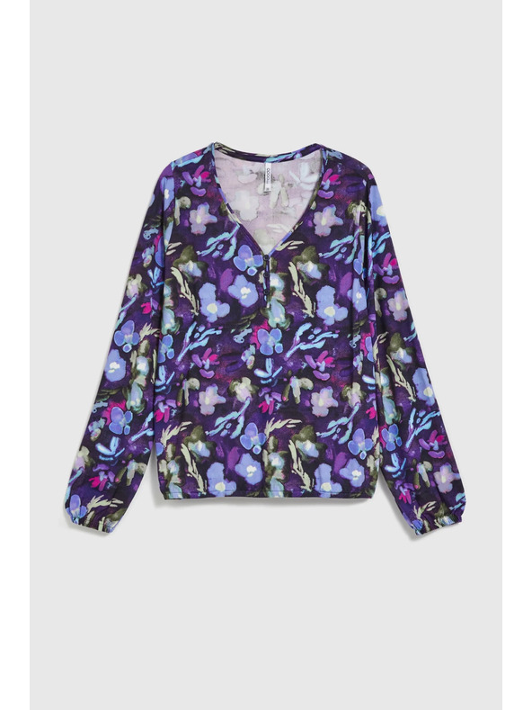 Moodo Mornarsko plava cvjetna bluza s V-izrezom Moodo