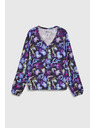 Moodo Mornarsko plava cvjetna bluza s V-izrezom Moodo