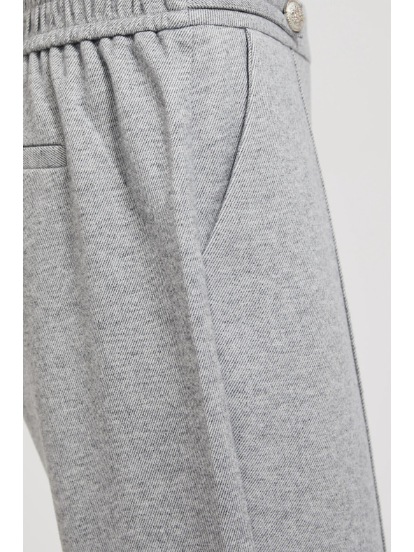 Moodo Glatke hlače ravnih nogavica s gumbima sive Moodo