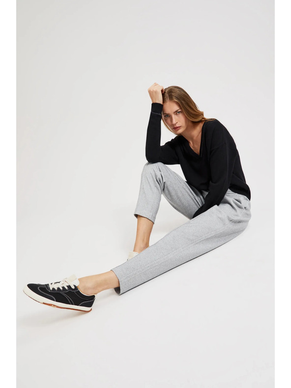 Moodo Glatke hlače ravnih nogavica s gumbima sive Moodo