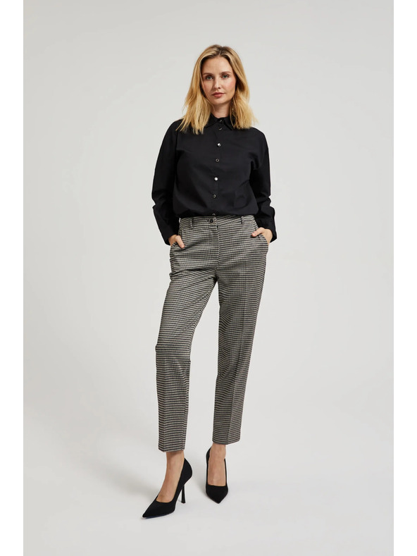 Moodo Elegantne bež hlače u pepito uzorku Moodo